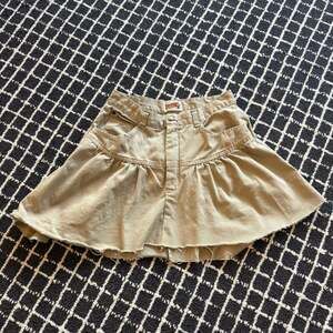 Red Camel Vintage 90s Khaki Cotton Flounced Raw Hem Mini Skirt Size 2 check meas